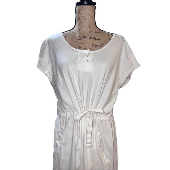 Woolrich Solid White Tie Waist Scoop Neck Short Sleeved Women’s Dress size XL - Picture 3 of 13
